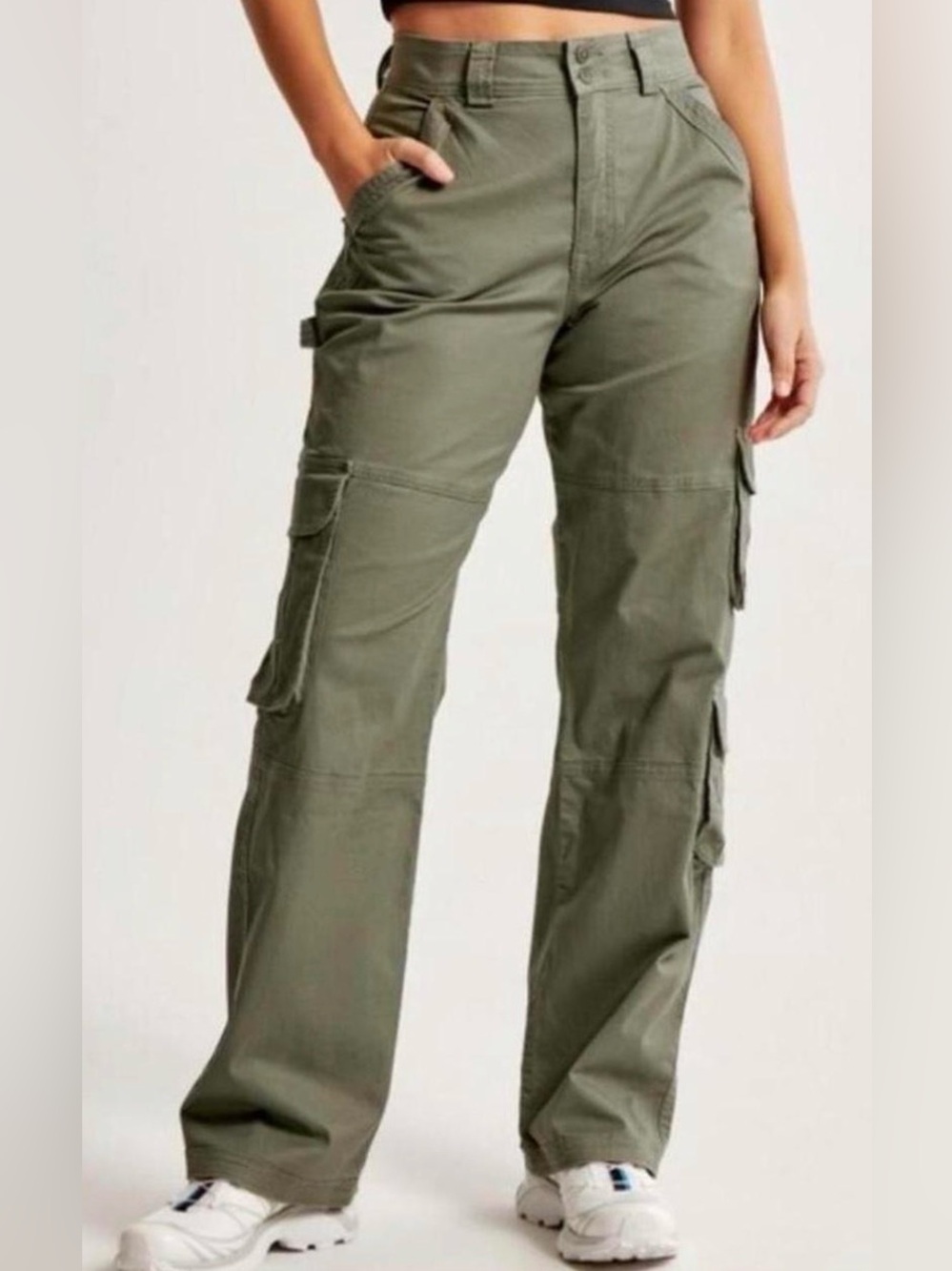 Abercrombie & Fitch Olive Wide-Leg Cargo Pants